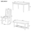 TREXM 6-piece Retro Dining Set, Minimalist Dining Table and 4 upholstered chairs & 1 bench with a shelf for Dining Room(Natural Wood Wash)