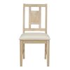 TREXM 6-piece Retro Dining Set, Minimalist Dining Table and 4 upholstered chairs & 1 bench with a shelf for Dining Room(Natural Wood Wash)