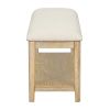 TREXM 6-piece Retro Dining Set, Minimalist Dining Table and 4 upholstered chairs & 1 bench with a shelf for Dining Room(Natural Wood Wash)