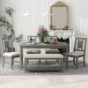 TREXM 6-piece Retro Dining Set, Minimalist Dining Table and 4 upholstered chairs & 1 bench with a shelf for Dining Room(Dark Gray)